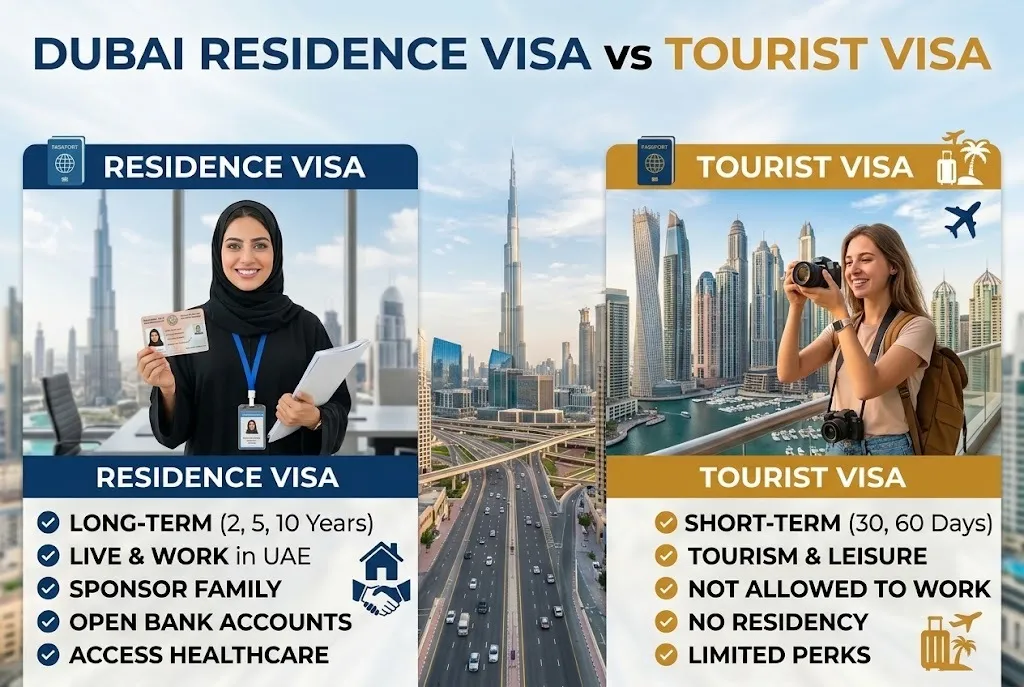 Dubai Residence Visa vs Tourist Visa: Key Differences Explained